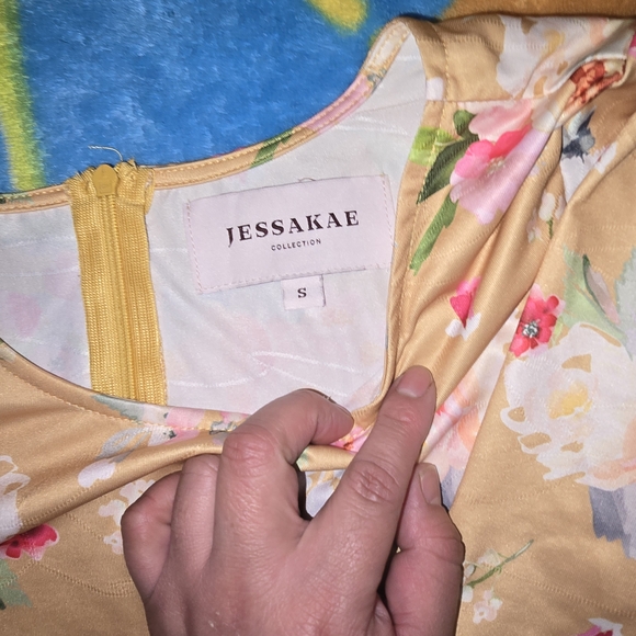 JessaKae Beige Floral Long Sleeve Maxi Dress with Pink Accents - Picture 6 of 8